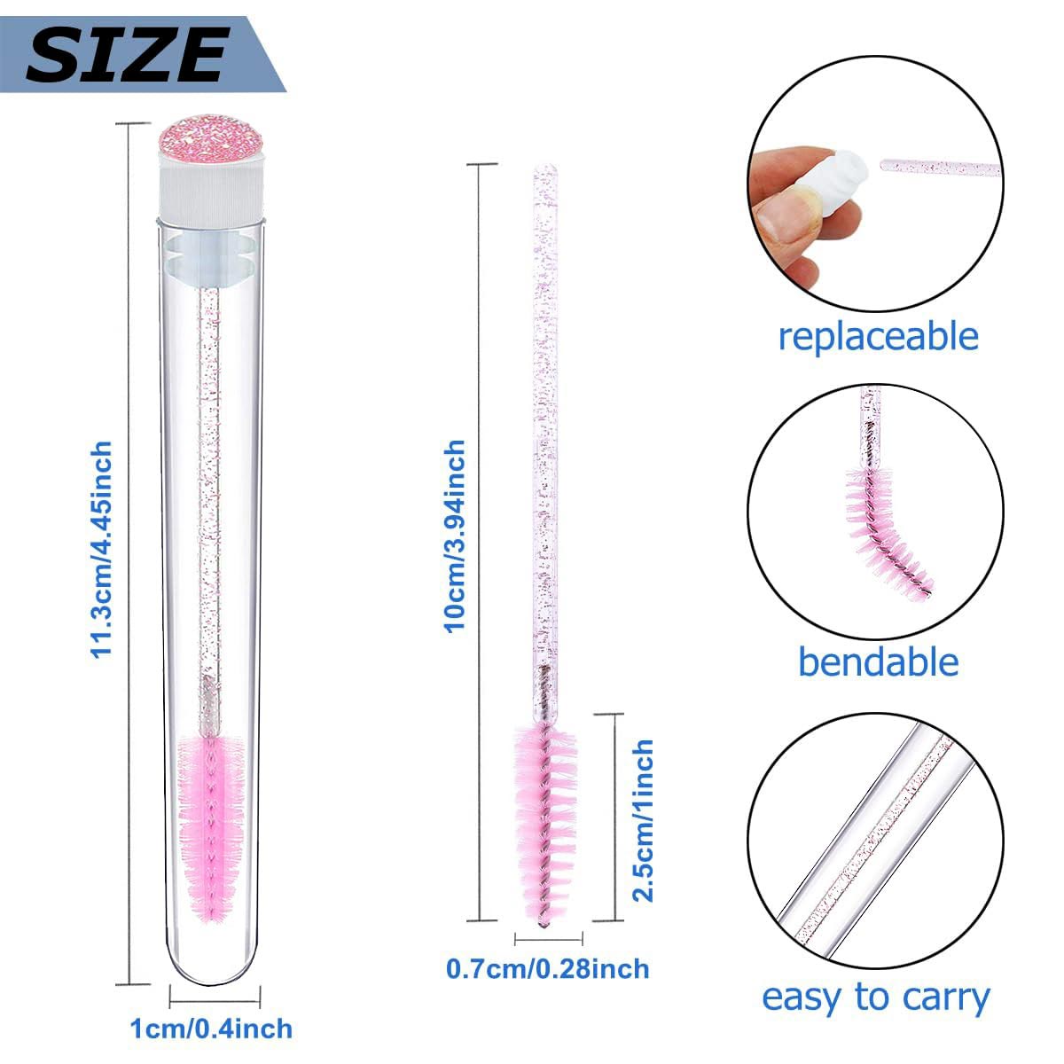 Crystal eyelash brush size chart