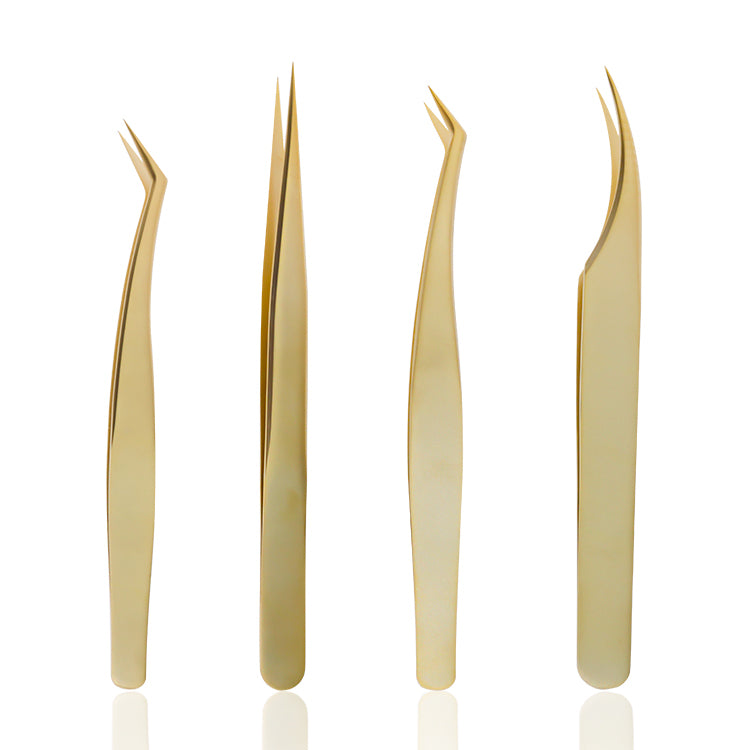 Light Pressure Gold Silver Stainless Steel Eyelash Tweezers with High Visibility & Durability