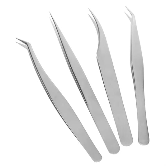 Pinzas para pestañas de acero inoxidable de alta precisión, personalizadas y diseñadas para uso profesional en salones de belleza y spa.