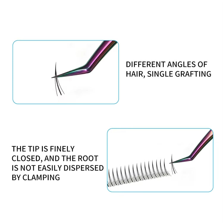 New Product Hot Sale Rainbow Stainless Steel Tweezers Compact and Durable Beauty Makeup Eyelash Tweezers