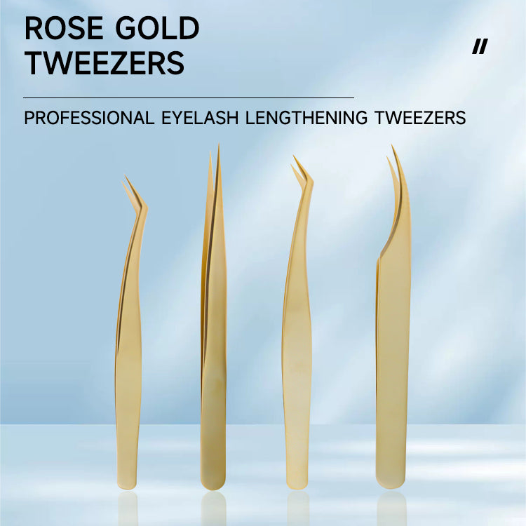 Light Pressure Gold Silver Stainless Steel Eyelash Tweezers with High Visibility & Durability