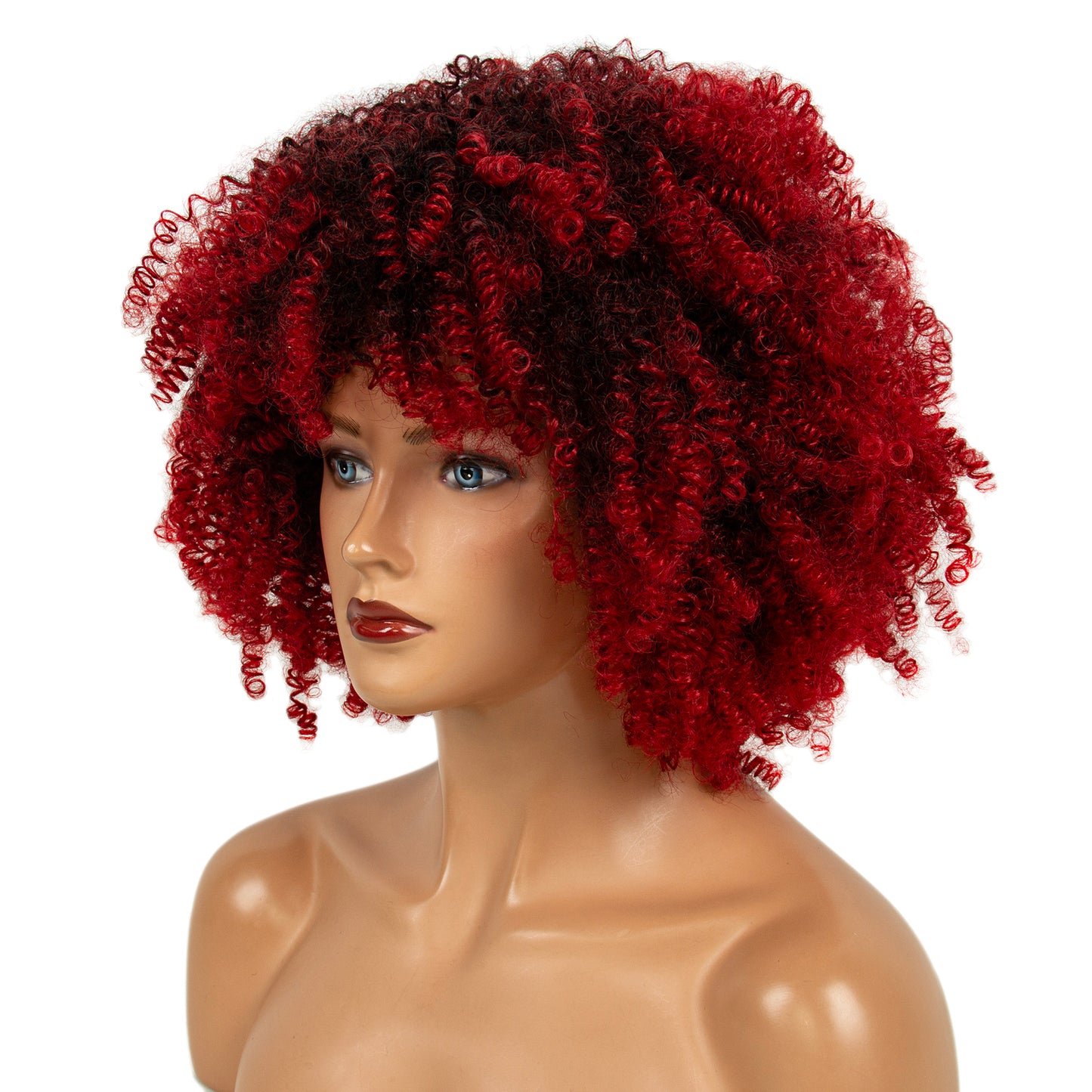 Short Afro Kinky Curly Wigs With Bangs For Black Women