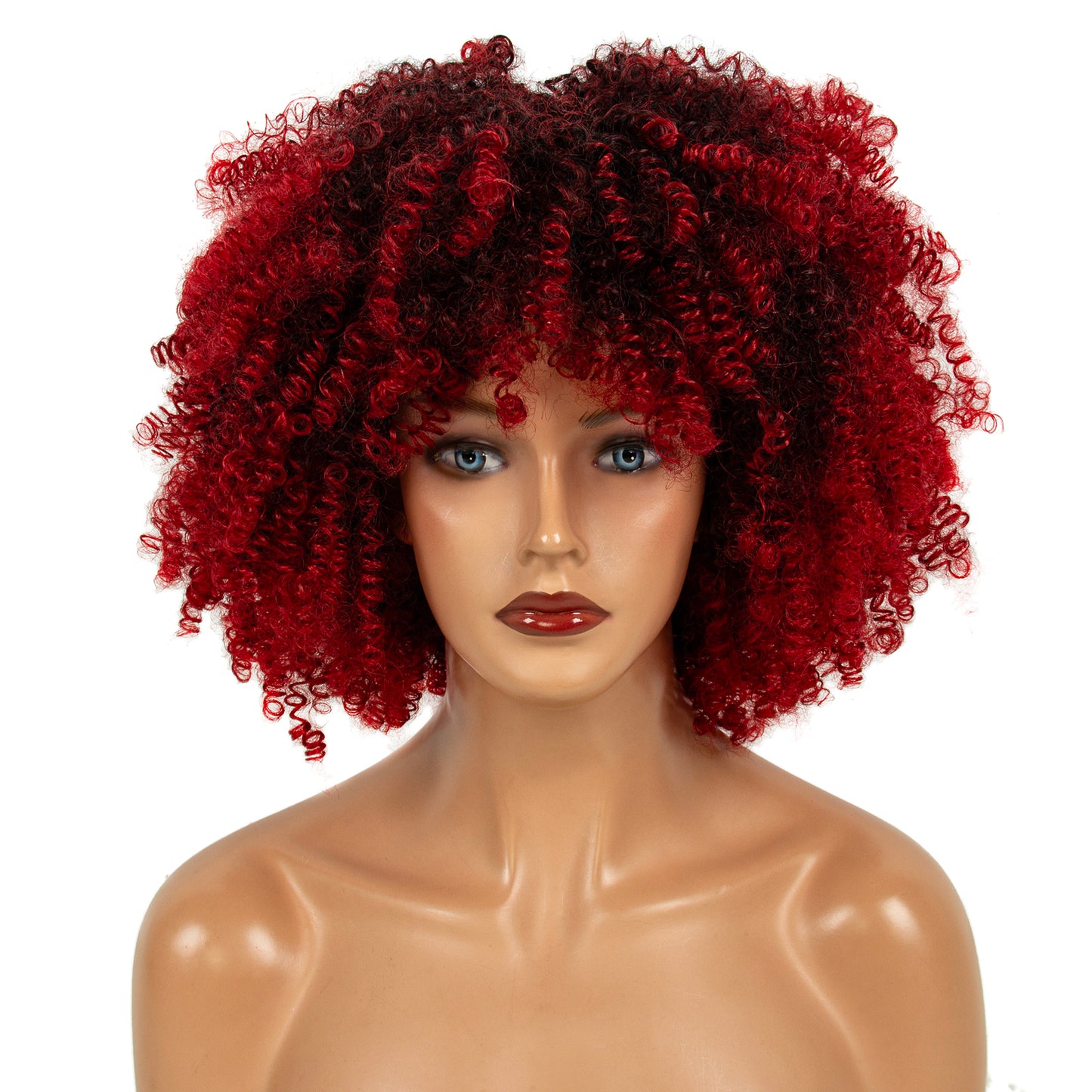 Short Afro Kinky Curly Wigs With Bangs For Black Women