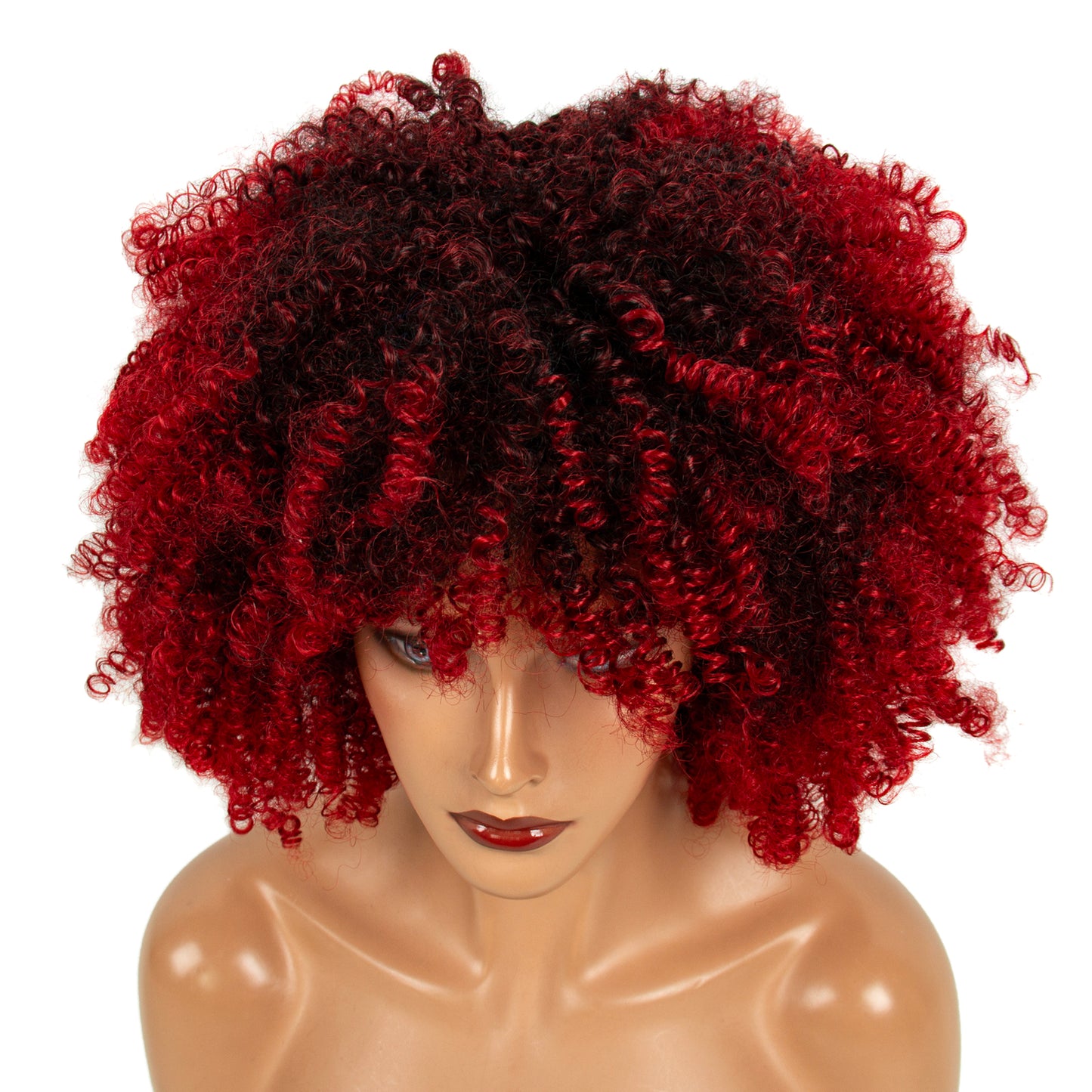 Short Afro Kinky Curly Wigs With Bangs For Black Women