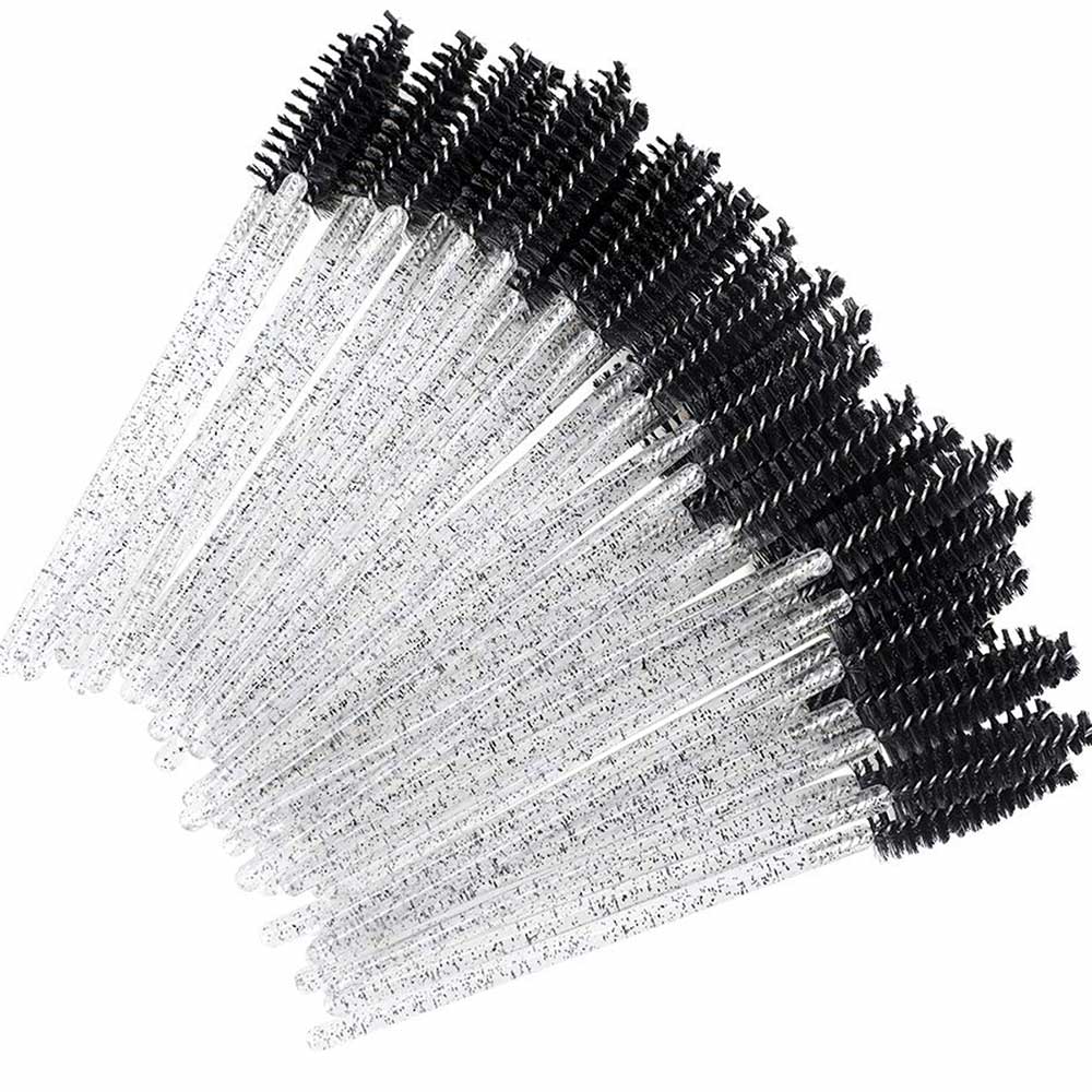 Black eyelash brushes neatly arranged