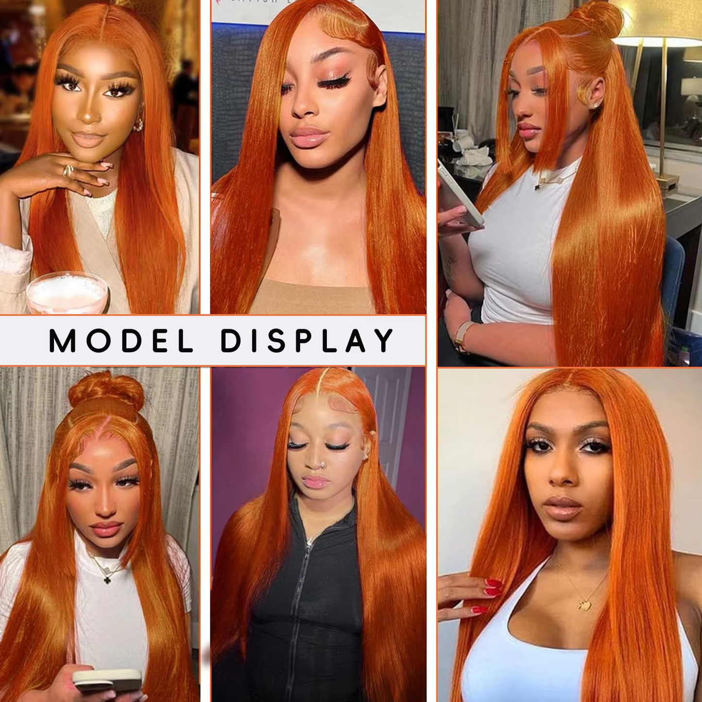 Orange Straight Human Hair Lace Front Wig 13x4 200% Density Bright Orange Color Pre Plucked HD Lace BOSQUE Beauty