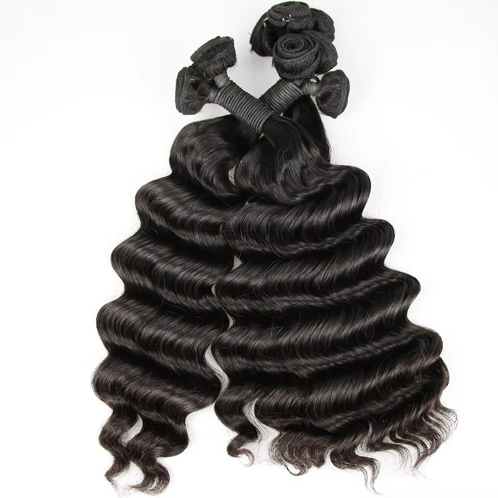 Loose Deep Wave Human Hair Bundles Virgin Remy Hair Natural Black Color Tangle Free No Shedding for Black Women BOSQUE Beauty