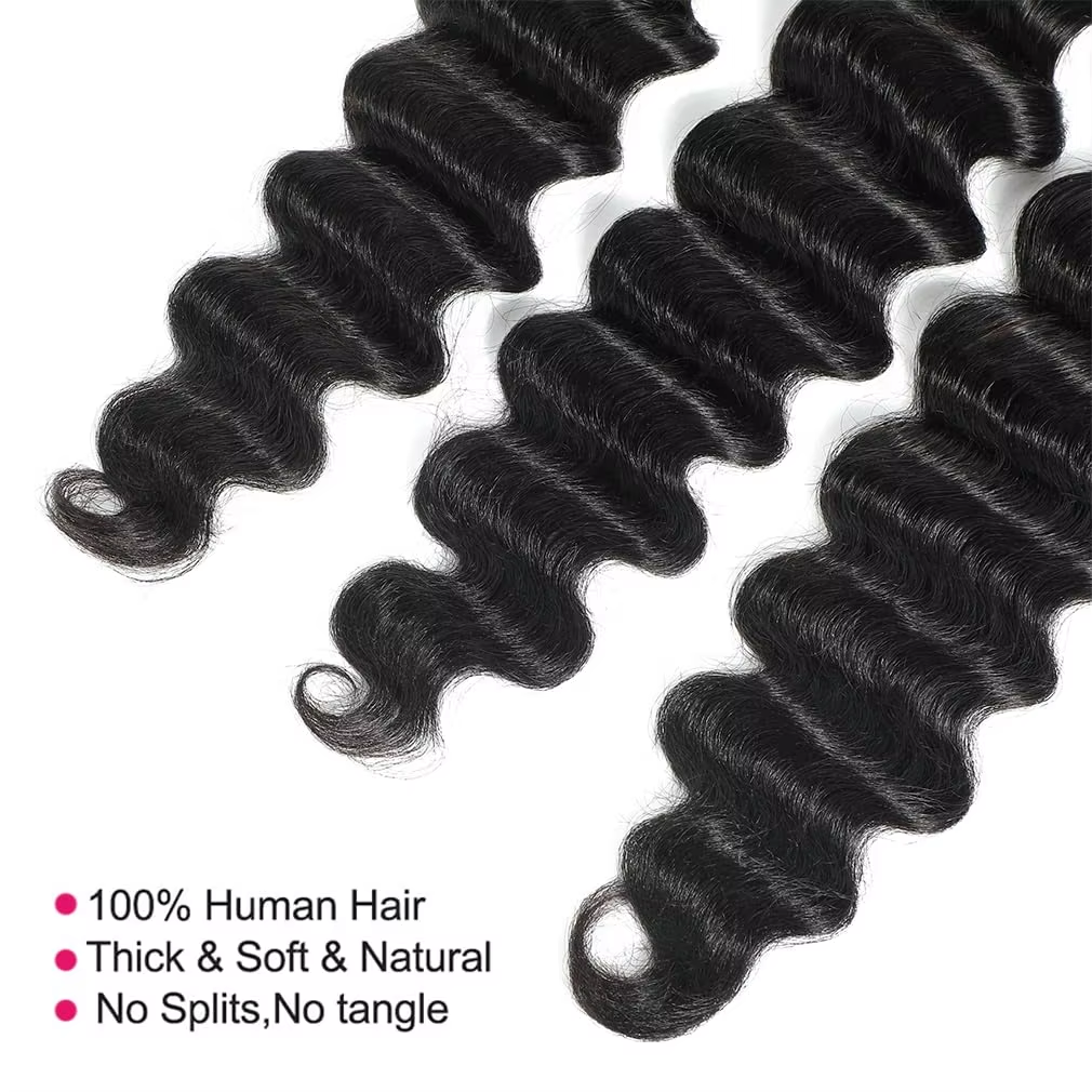 Premium Deep Loose Wave Human Hair Weft - 100% Unprocessed Virgin Hair Natural Black Can Be Dyed & Permed BOSQUE Beauty