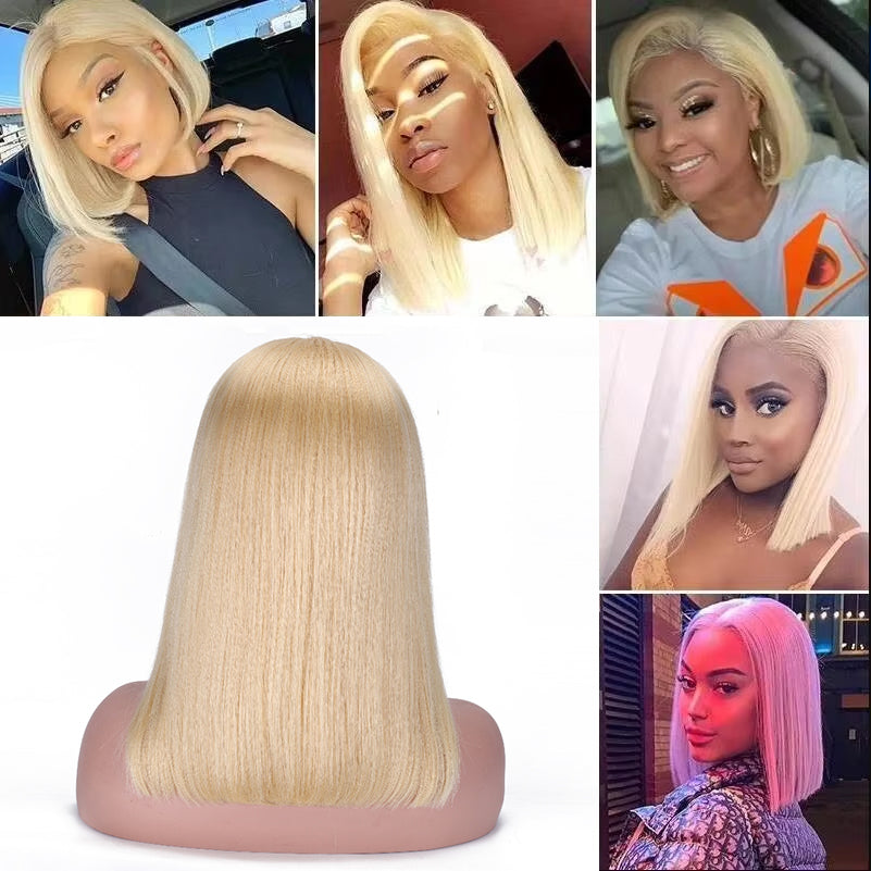 Straight Bob Wig 613 Blonde Human Hair 13x4 Lace Front Natural Looking Short Wig 200% Density BOSQUE Beauty