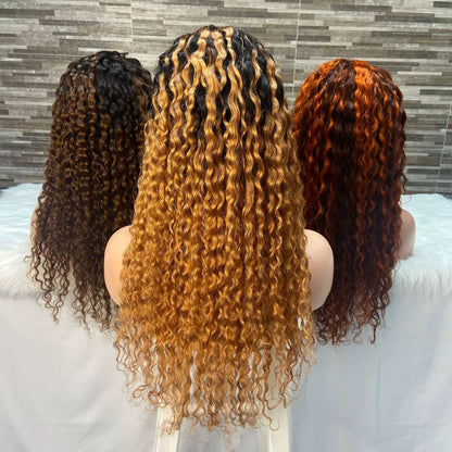 Front Lace Water Wave 13X4 Lace Frontal Wig Real Hair Head Covering Wig