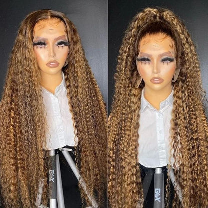High Light Curly Human Hair Wig Real Hair Wigs P4/27