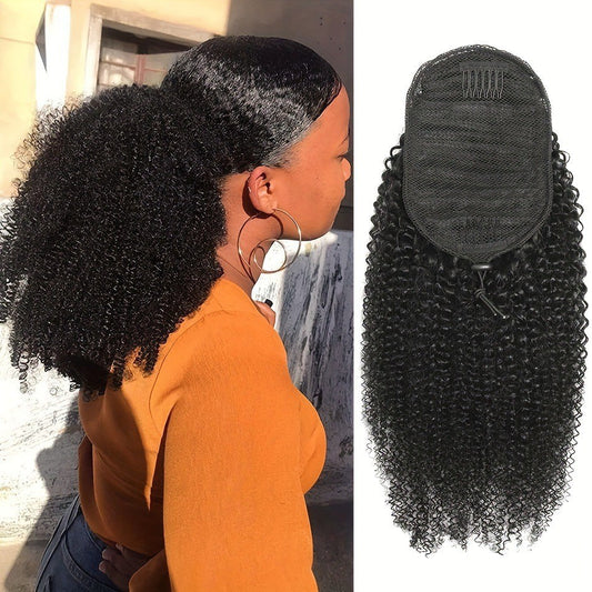 Drawstring Ponytail Afro Kinky Curly Ponytail Human Hair Real Hair