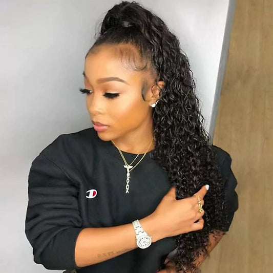 Real Hair velcro Natural Color Real Hair Ponytail Ponytail Hair Wigs pony Tai
