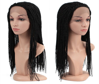 Hand Rubbed Dirty Braids High Temperature Silk Braids Front Lace Head Covering Wigs