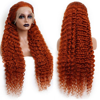 Front Lace Head Covering Ginger Ginger Orange Lace Front Foreign Trade Wigs Hot Sale Real Hair