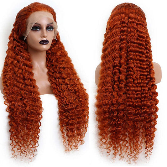 Front Lace Head Covering Ginger Ginger Orange Lace Front Foreign Trade Wigs Hot Sale Real Hair