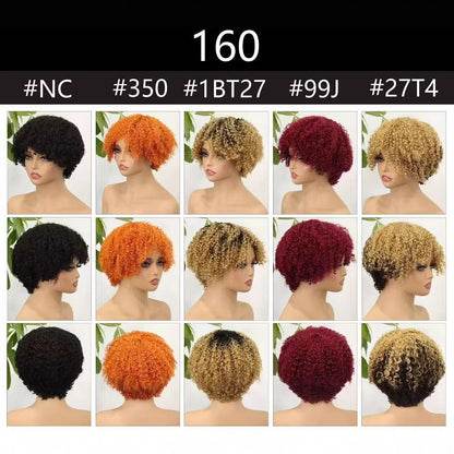160# machine made wig human hair fringe new wig