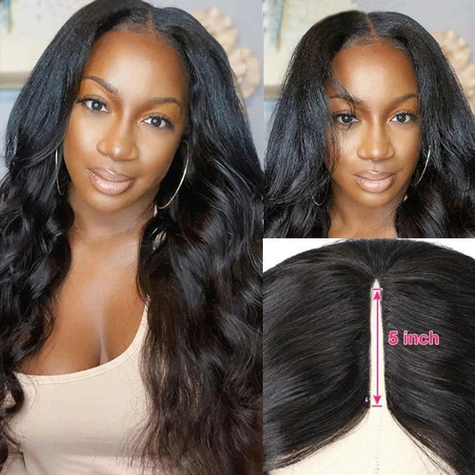 V Part Wig Body Wave Human Hair Headgear Real Hair European and American Wig Headgear V-shaped Headgear