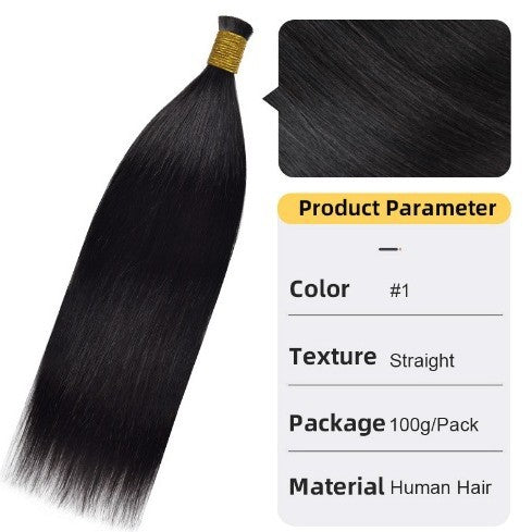 Straight Real Hair Handle Strand Crystal Wire Wig Can Be Permed and Dyed Straight Hair Handle Foreign Trade Human Hair