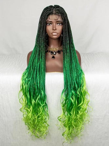 Dirty Braids Braids Gradient Color Hair Wigs Free Parting 38 Inches Lace Headgear Wigs