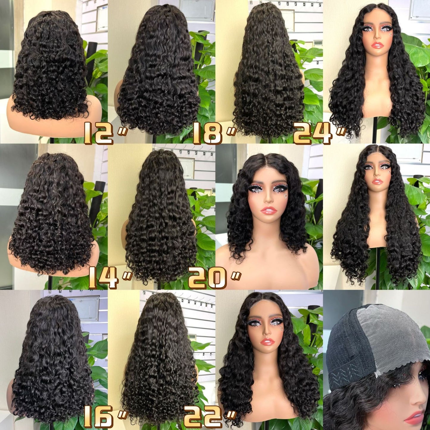 Wig Female Black Long Hair Small Curls Short Curls 5x5 Waterglueless Real Hair