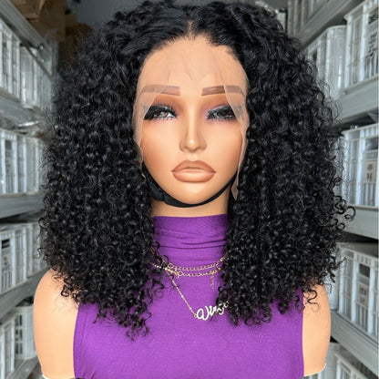 Front Lace Wig Head Cover 13X4 Frontal Lace Human Hair Pixie Curl Wig