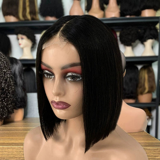 Wig Front Lace Real Hair Wig 2*6 Kimclosure Head Covering 100% Human Hair