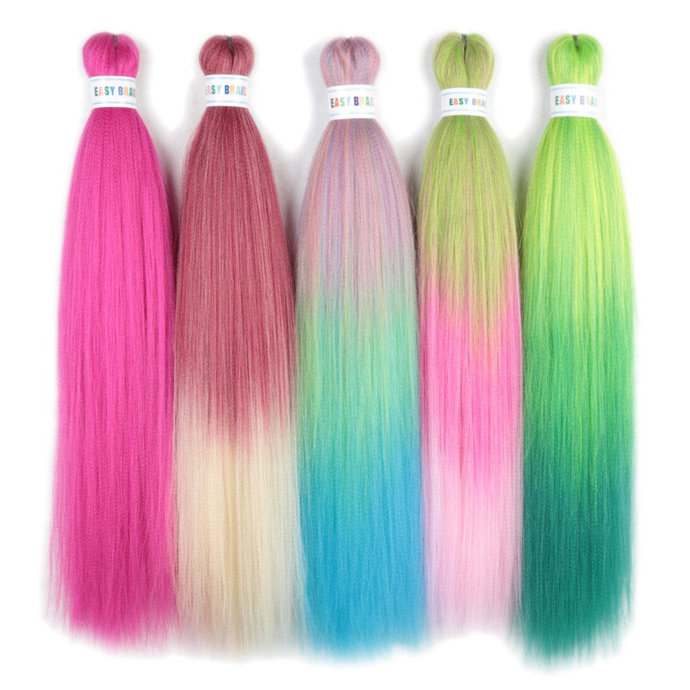 26 Inch Easy Braid Hair Colored Chemical Fiber EZ Large Braids Low Temperature Flame Retardant Yaki Long Straight Wigs