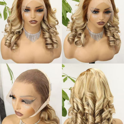 Real Hair Head Cover 300%13*4 Frontal Wig 100%human Hair