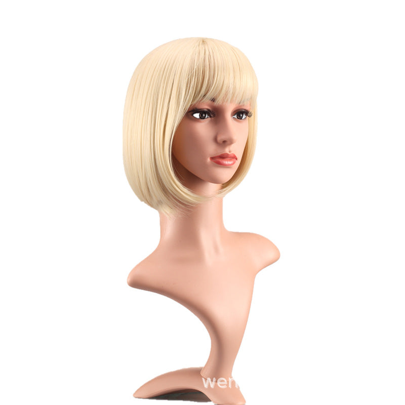 Wigs Chemical Fiber Hair Colorful Snapback Bangs Short bob Wig Head Cover