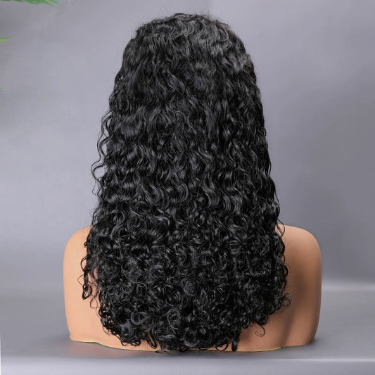 Peluca de cabello humano real con encaje frontal y rizos Pixie 200 % estilo europeo y americano.