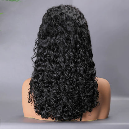 200% Pixie Curl Frontal Front Lace Real Hair Human Hair Wig European and American Wigs