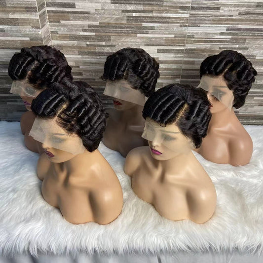 Wigs Europe and the United States Wig Ladies Short Straight Hair in the Split bob Head Set 100% Human Hair Color bob