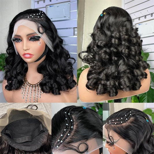 Africa Hot Sale Wig Europe and the United States Short Section Elastic Large Head Covering Wig 13 * 4 Loose Bouncy