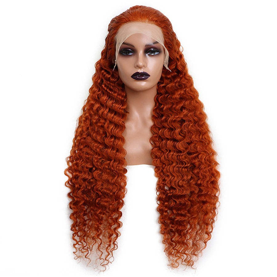 Front Lace Head Covering Ginger Ginger Orange Lace Front Foreign Trade Wigs Hot Sale Real Hair