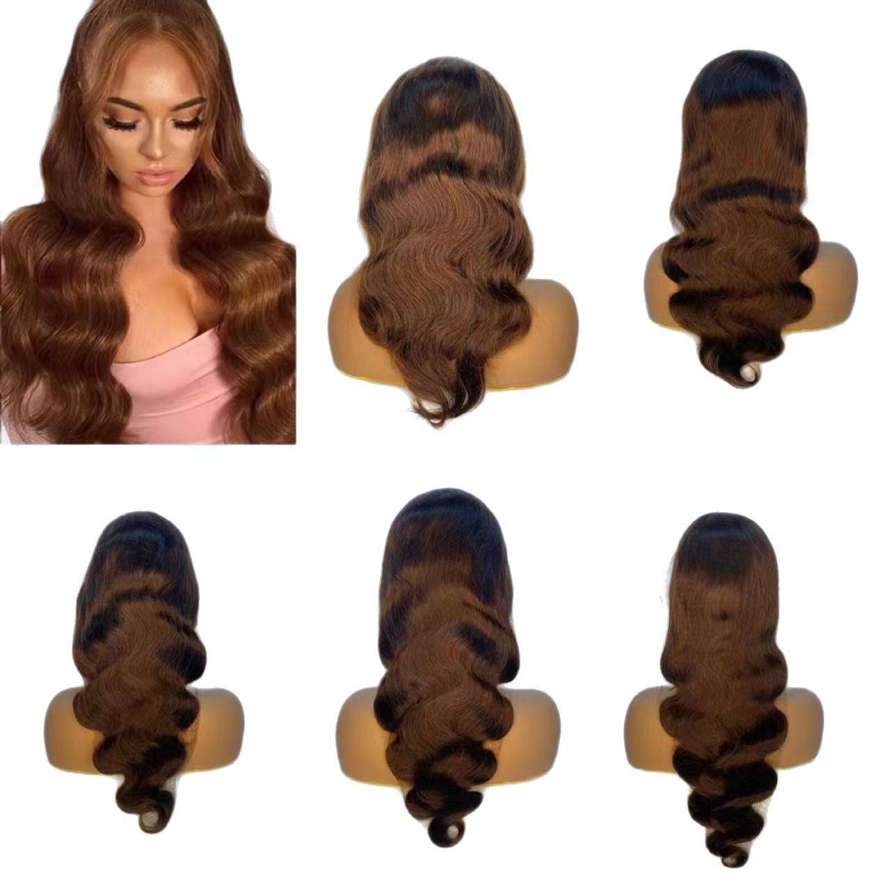 Pelucas frontales de encaje de cabello humano real con cubierta de cabeza de encaje 13*4 #4 