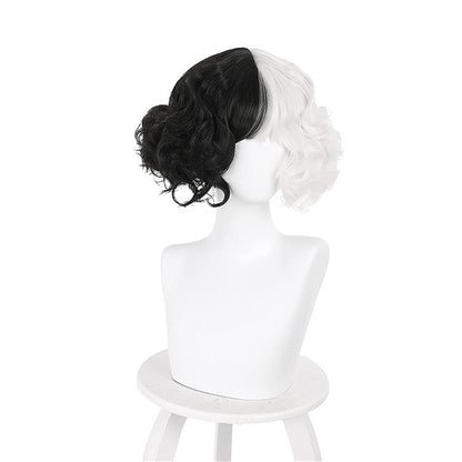 Cruella Deville Wig Half Black Half White Halloween Wig