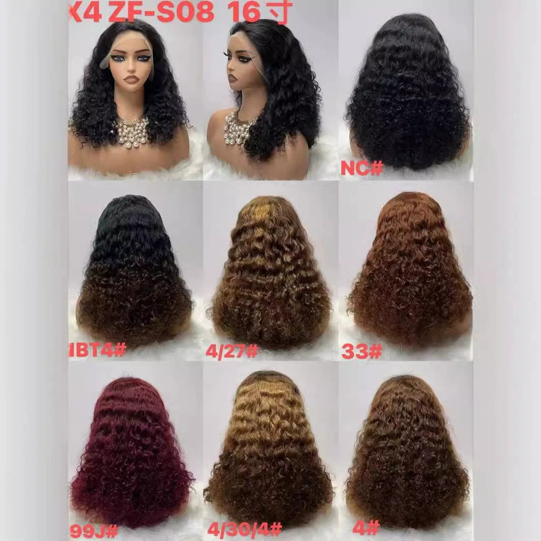 13x4 Water Wave bob Wig Peruvian Hair 100% Real Hair