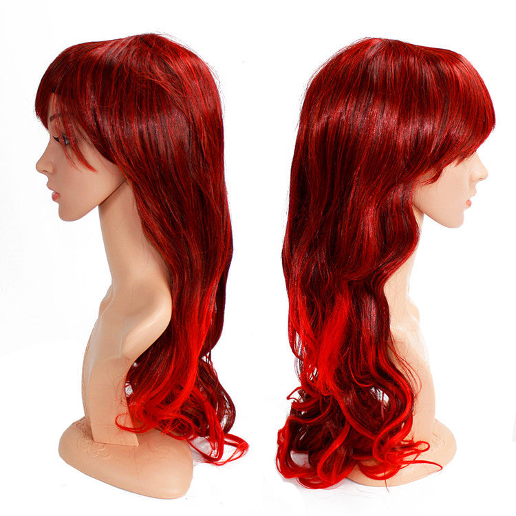 Fashion Hot Sale Middle Length Curly Hair Middle Parted Chemical Fiber Hair Wig