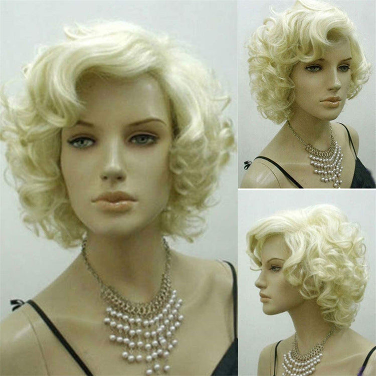 British Golden Retro Black Brown Marilyn Monroe Wig Female