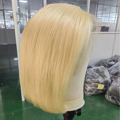 Real Hair Raw 13*4 Lace Frontal Wigs Human Hair Bob Wig Head Covering