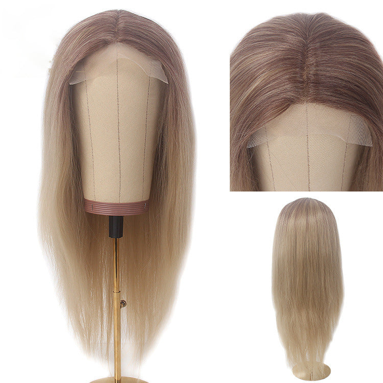 613 imported silk wig gradient lace wig European and American female lace headpiece long hair forehead lace hand hook wig