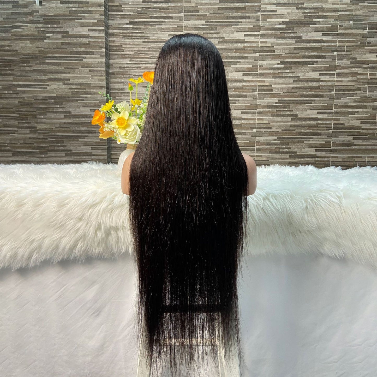 Black Front Lace 13X4 Spliced Front Lace 100% Real Long Straight Hair Wig