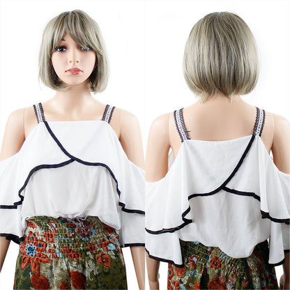 Hot Sale Fashion Short Hair Female Short Straight Hair Net Red Synthetic Hair bob Wig