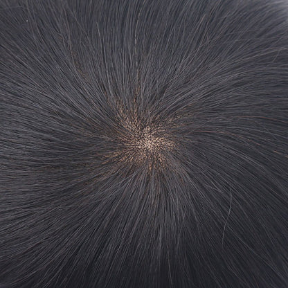 Men's Wig Pieces Uncut Natural Bio Scalp Big Back Ultra Thin Bald Head Real Hair Hand Woven Head Hair Replacement