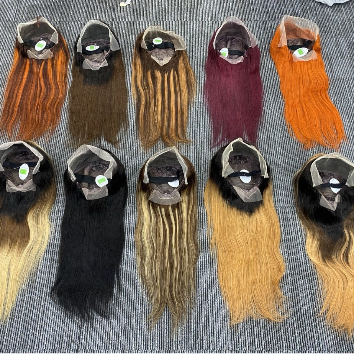 13x4 Full Frontal ST Human Wig Cross Border Real Hair