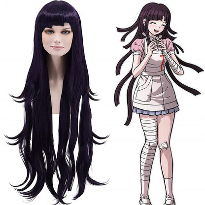 Danganronpa 2: Goodbye Despair Academy Mikan Tsumugi Purple Irregular Super Long Curly Wig