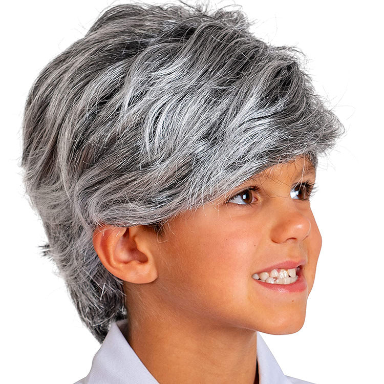 Old Man Wig for Kids Grandpa Gray Children's Ben Franklin Wig Headpiece Hot Sale