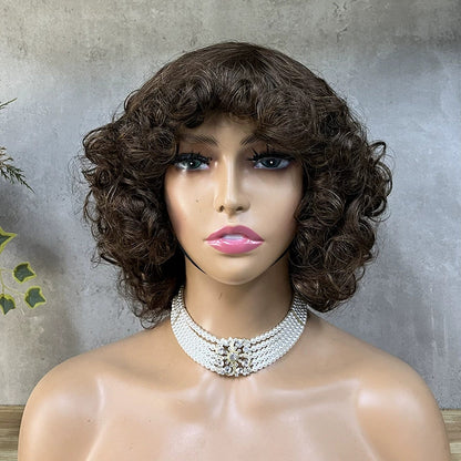 Full Mechanism Hair Set Real Hair Wig African Small Curly Hair Wig