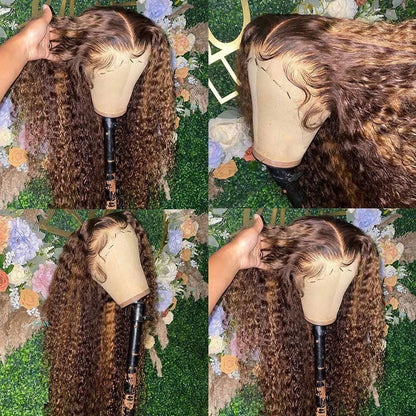 High Light Curly Human Hair Wig Real Hair Wigs P4/27